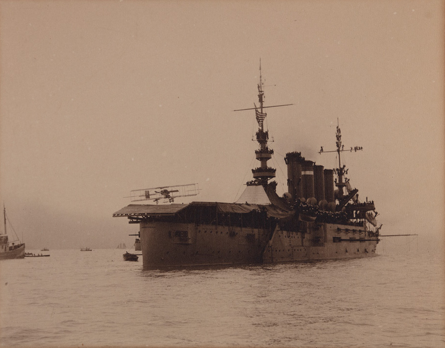 Unknown Artist, Untitled (Aviator Eugene Ely Landing on the Deck of the USS Pennsylvania, San Francisco), January 18, 1911